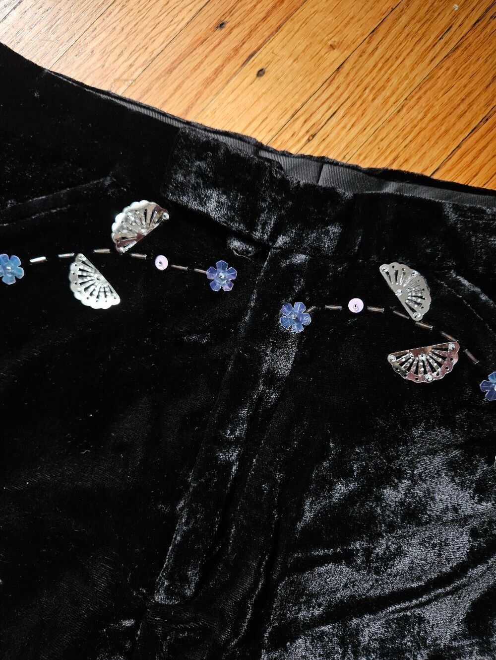 Anna Sui Vintage 2002 Runway Velvet Embroidered Pants - Picture 6 of 12